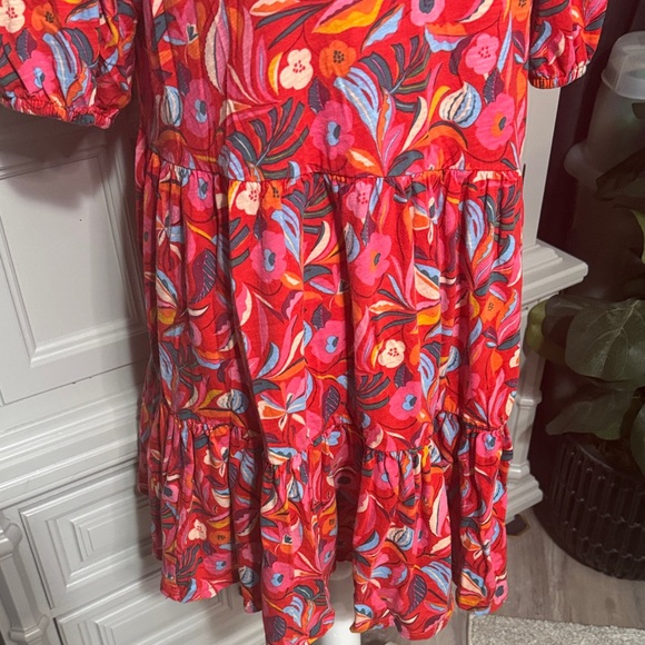 The Pioneer Woman Floral V-Neck Dress with Puff Sleeves Size XL - Picture 3 of 9